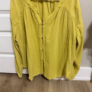 We The Free Mustard Button Down Shirt